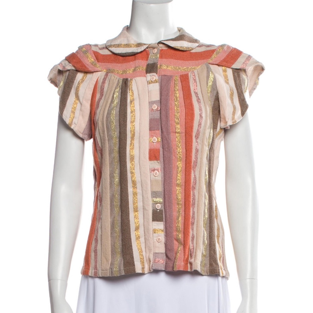 ACE & JIG Striped Multicolored Short Sleeve Blouse